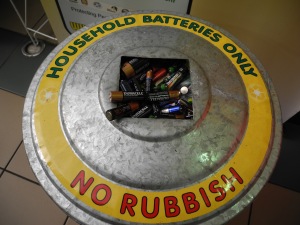 Full battery recycling bin in Kalamunda